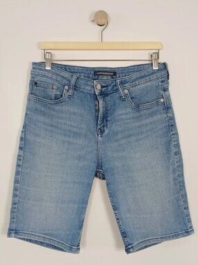 Calvin Klein Jeans Women's 12 Bermuda Denim Shorts Blue Stretch 10" Inseam